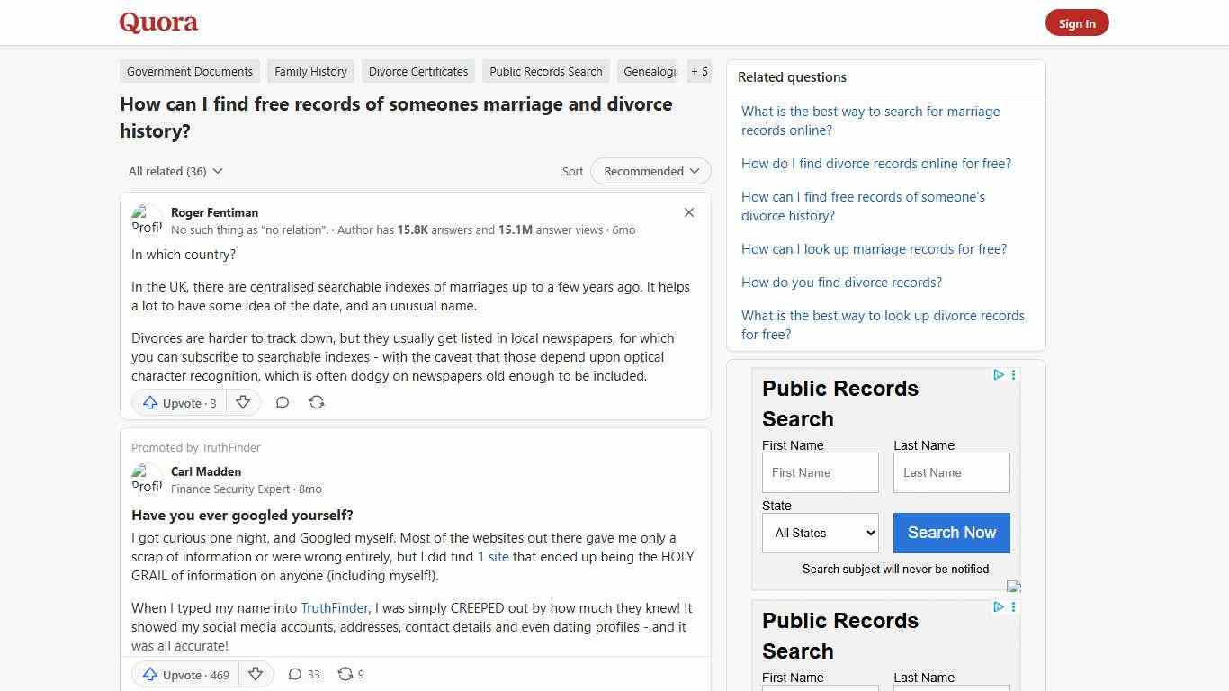 How to find free records of someones marriage and divorce history - Quora